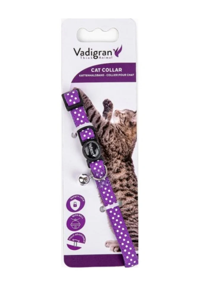 Collar Gato Lunares Morados 20-30cmx10mm - Vadigran