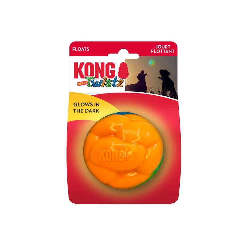 Pelota Twistz High-Viz que Brilla en la Oscuridad - Flotante y Resistente para Perros | KONG