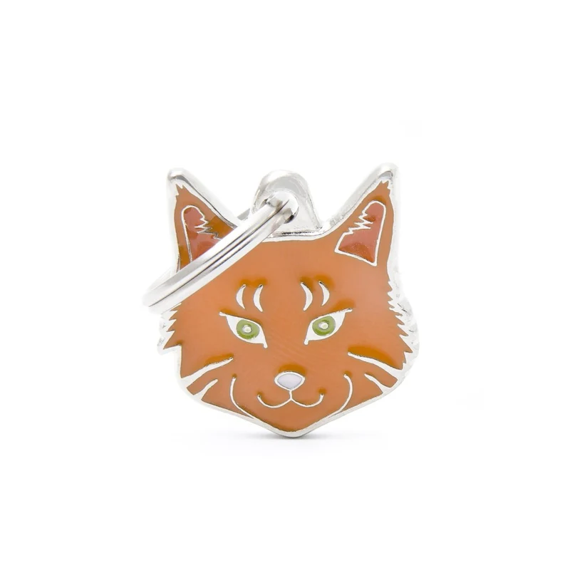 Placa ID en Forma de Gato Maine Coon Rojo