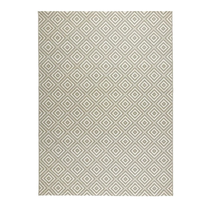 Tapete beige con textura rústica y diseño geométrico de estilo artesanal (Essenza 48607-686)