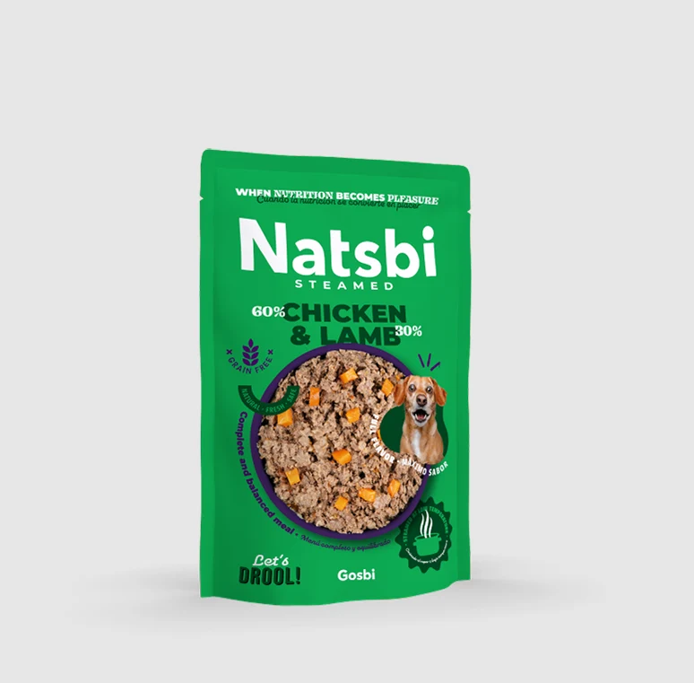 Natsbi Steamed Dog Pollo y Cordero 200 gr. Alimentación completa
