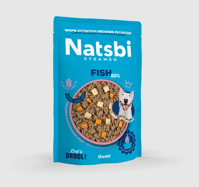 Natsbi Steamed Dog Pescado 200 gr. Alimentación completa