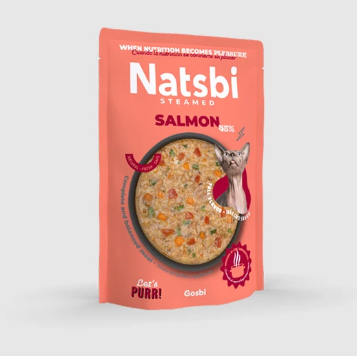 Natsbi Salmón al vapor con salsa 80 gr. Alimentación completa