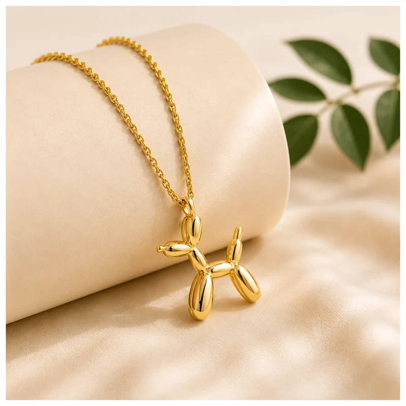 Collar Acero Inoxidable Perro Globo Dorado- Tamaño Grande