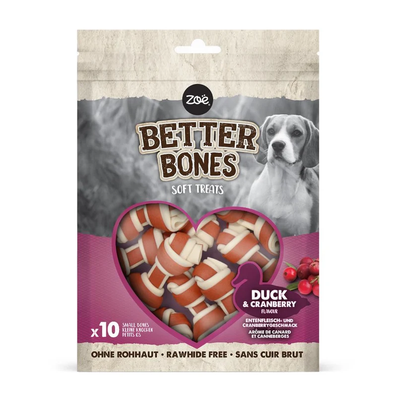 Snack para perros Better Bones sin proteina animal Pato Small Bones 7,5 cm 10 uds Zoë