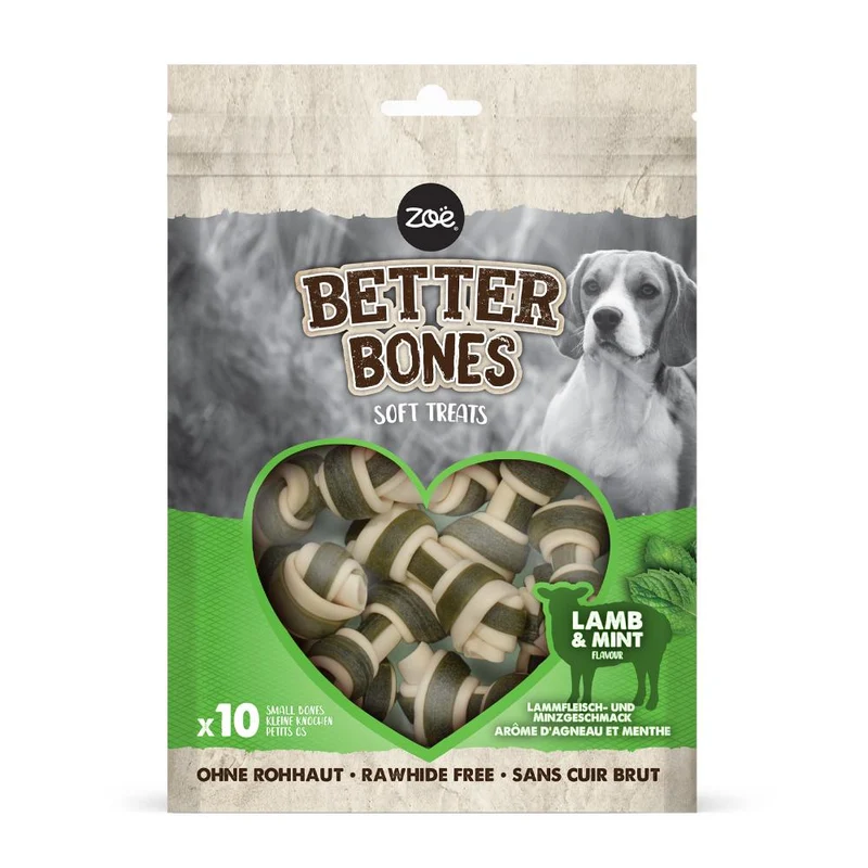 Snack para perros Better Bones sin proteina animal Cordero Small Bones 7,5 cm 10 uds Zoë