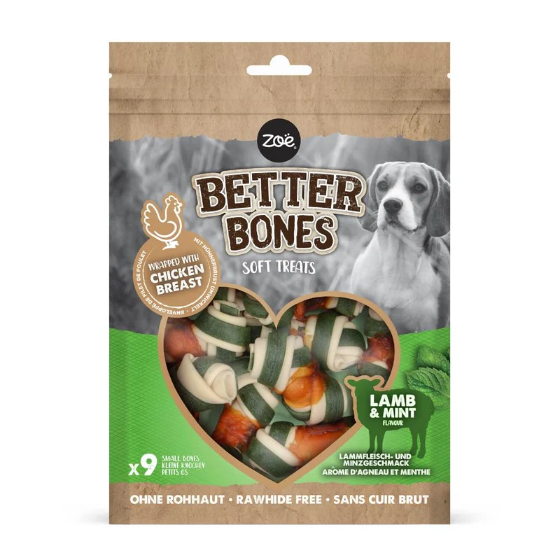 Huesos envueltos para perros Better Bones sin cuero con Cordero 7,5 cm 9 uds Zoë