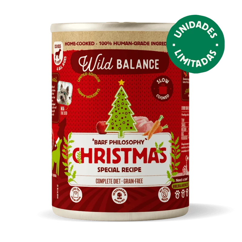 Lata Receta de Navidad BARF ciervo y conejo para perros Wild Balance 400 g