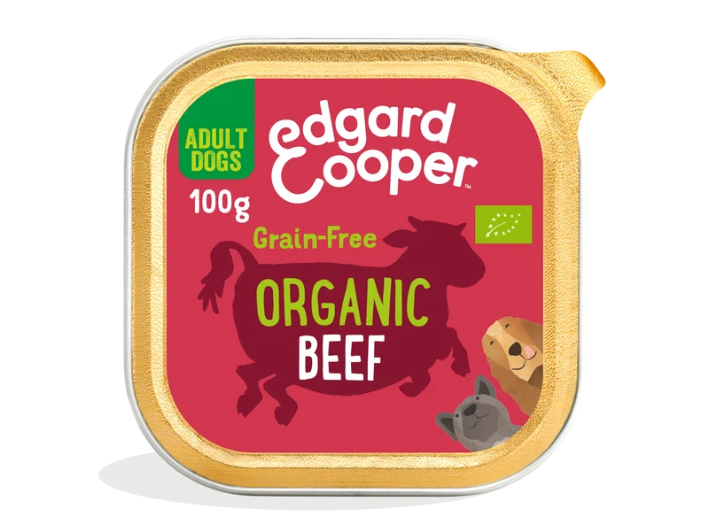 Tarrina de comida para perros con ternera orgánica sin cereales | Edgard & Cooper 100 g