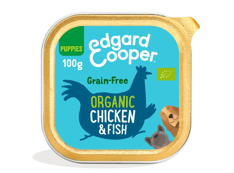 Tarrina de comida para perros con pollo ecológico y pescado sin cereales | Edgard & Cooper 100 g