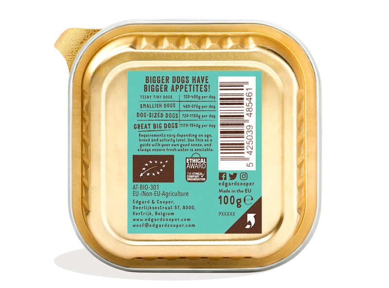 Tarrina de comida para perros con pavo orgánico sin cereales | Edgard & Cooper 100 g
