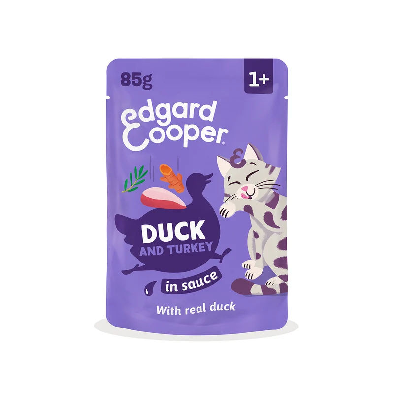 Sobres de comida húmeda Pato & Pavo en Salsa para Gatos Adultos | Edgard & Cooper 85 g