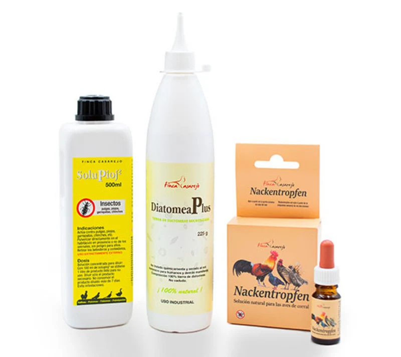 Pack Adiós Piojos - Productos Naturales Para Desparasitar Aves De Corral - Elimina El Piojo De Las Gallinas - Pequeño