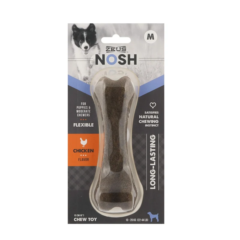 Nosh mordedor de Nylon Flexible Puppy Hueso sabor a Pollo M, 15cm