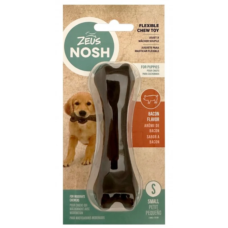 Nosh mordedor de Nylon Flexible Puppy Hueso sabor a Bacon S 11cm