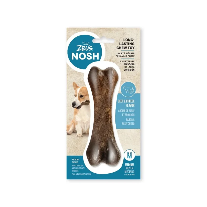 Nosh mordedor de Nylon Hueso sabor a Carne&Queso Zeus M 15cm