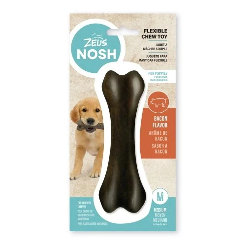 Nosh mordedor de Nylon Flexible Puppy Hueso sabor a Bacon Zeus M 15cm