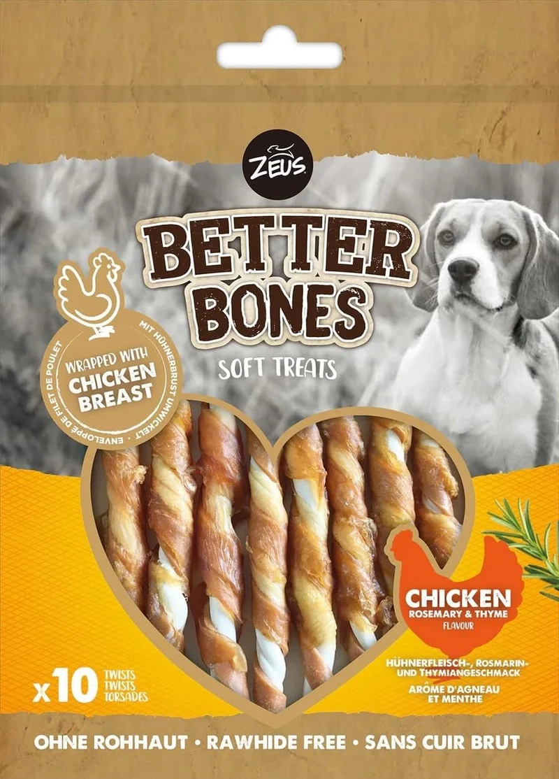 Golosina Masticable para Perros Zeus Better Bones, Pollo, Twist 10 pcs