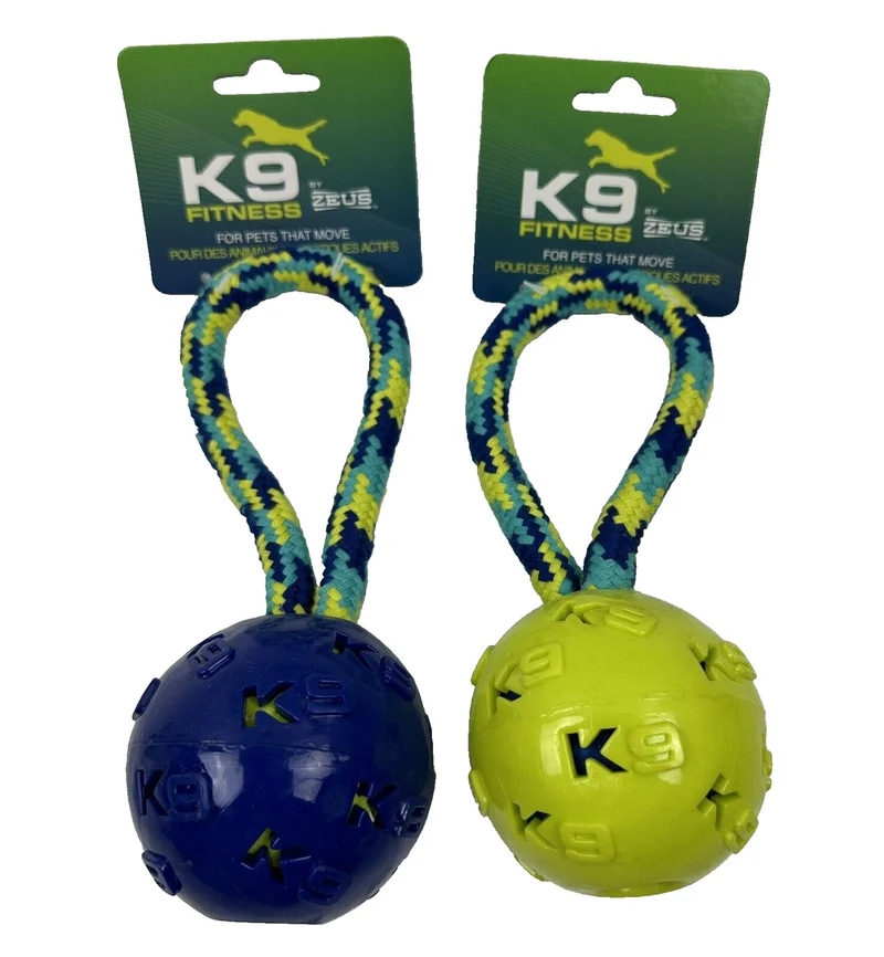 Zeus Fitness TPR Pelota y Cuerda para Perros Tug 22cm
