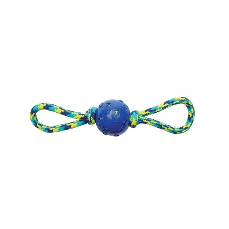 Zeus Fitness TPR Pelota y Cuerda para Perros Doble Tug 40cm