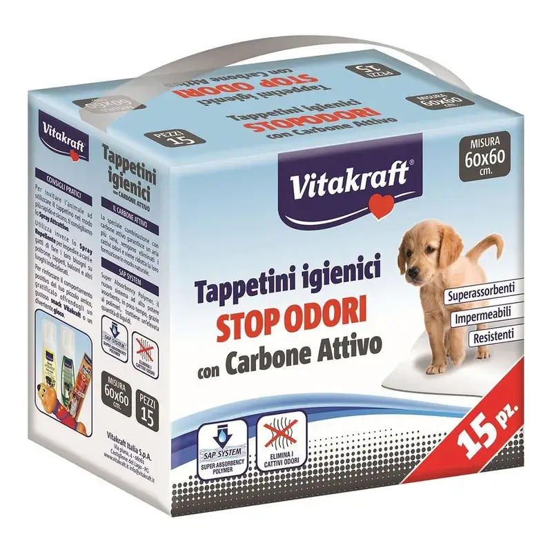 Vitakraft Absorventes Sanitários com Carvão Ativo, 15 unidades