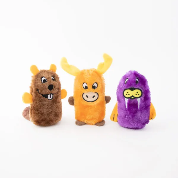 3 pack de Castor, Alce y Morsa Chirrantes - Squeakie Buddies ZippyPaws