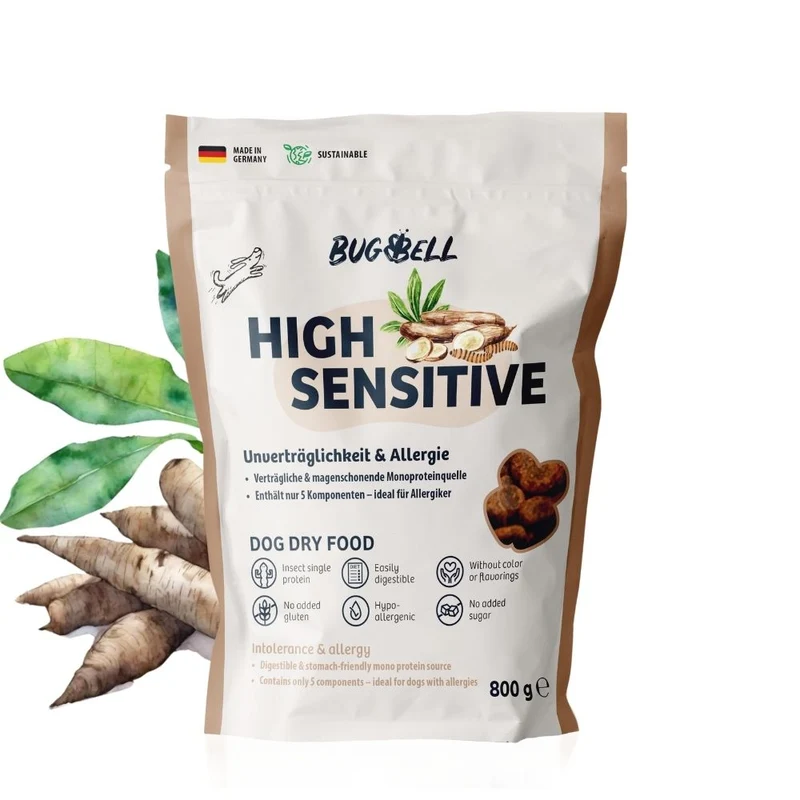 BugBell HighSensitive Pienso – hipoalergénico, sin cereales, con proteína de insecto, tapioca y aceite de lino
