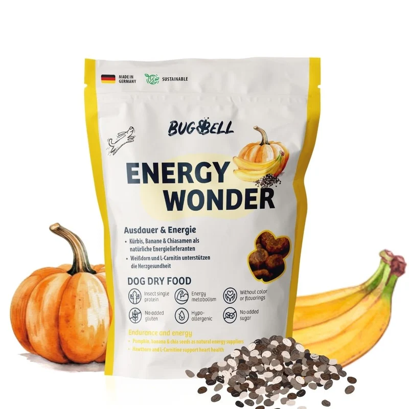 BugBell EnergyWonder Pienso – hipoalergénico, sin cereales, con proteína de insecto, plátano y chía