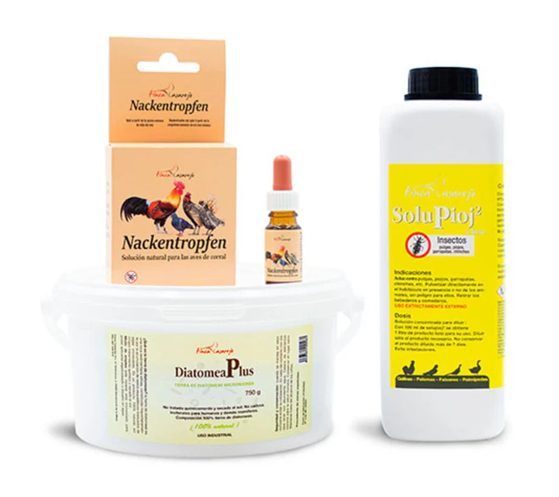 Pack Adiós Piojos - Productos Naturales Para Desparasitar Aves De Corral - Elimina El Piojo De Las Gallinas - Grande