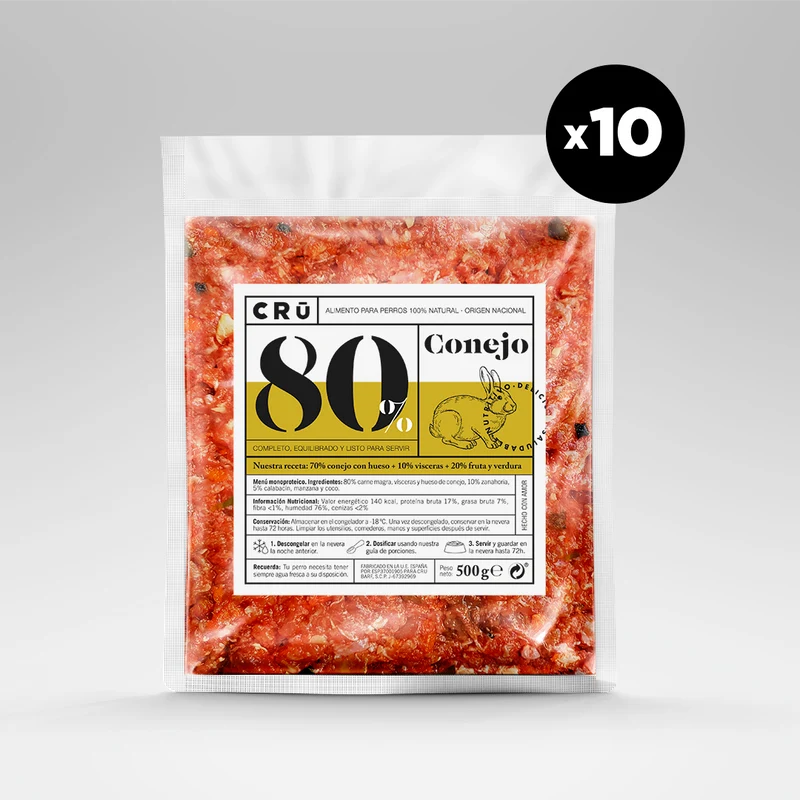Menú Barf De Conejo Para Perro - 10 Paquetes