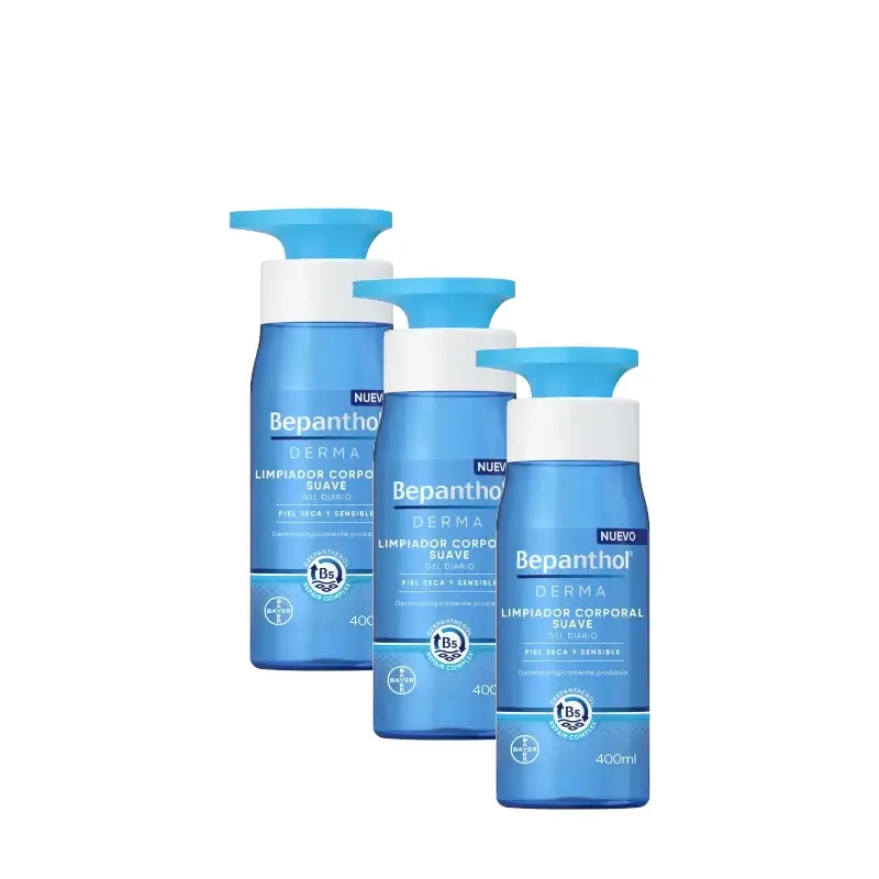 Bepanthol Derma Gel de Banho Suave, Embalagem de 3 x 400 ml