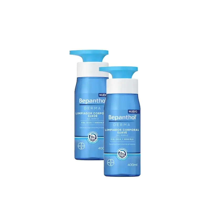 Bepanthol Derma Gel de Banho Suave, Embalagem de 2 x 400 ml