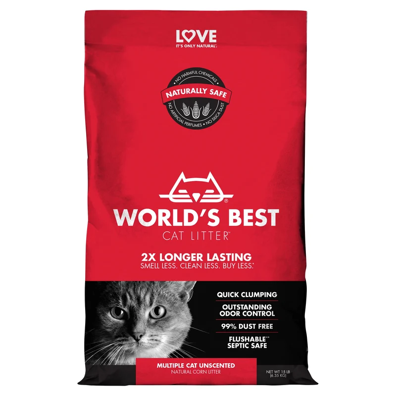 World's Best Cat Litter Multiple Cat Unscented Cat Litter, 15 lb