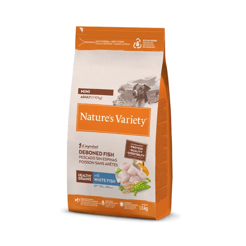 Nature'S Variety Pienso Para Perros, Mini, Con Pescado Blanco, Natural, 1,5 kg