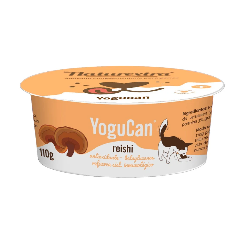 Yogur funcional Yogucan con reishi + Topping Liofilizado para perros y gatos 110 g NaturExtra