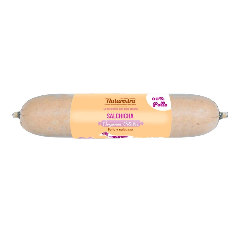Salchicha funcional para perros para órganos vitales con pollo y calabaza 500 g NaturExtra