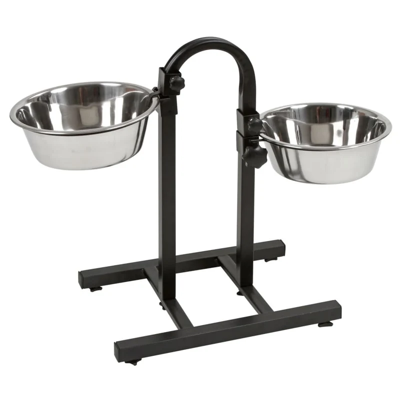 Kerbl Comederos Con Soporte Regulable Deluxe Negro 2x2,8 L 52 Cm