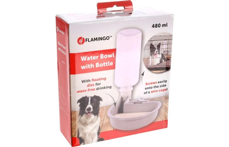 Bebedero Con Botella Para Jaula De Alambre 480ml - Flamingo