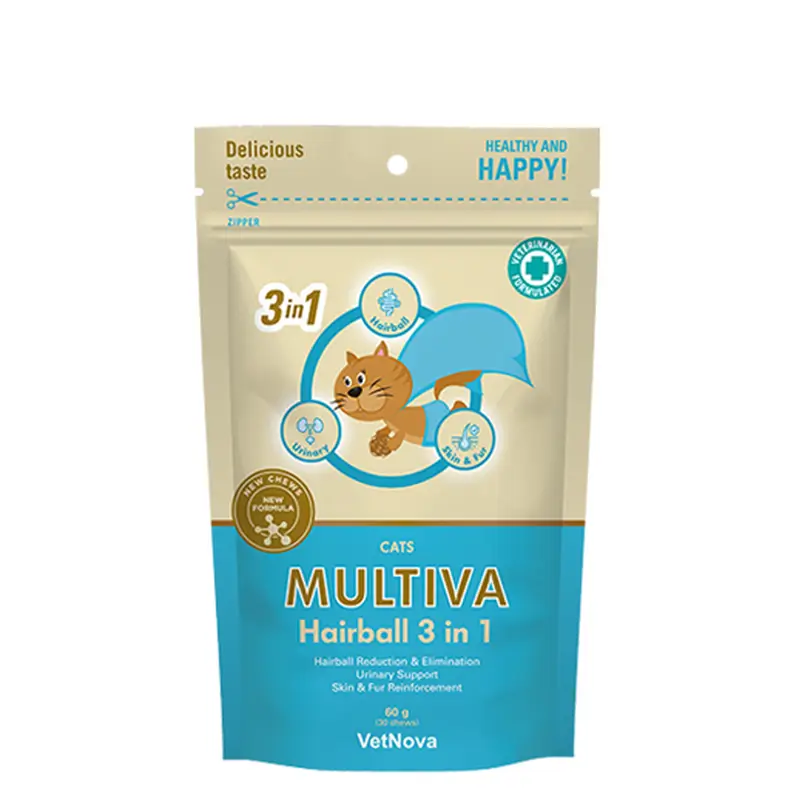 Multiva Hairball 3 em 1, 30 pastilhas mastigáveis