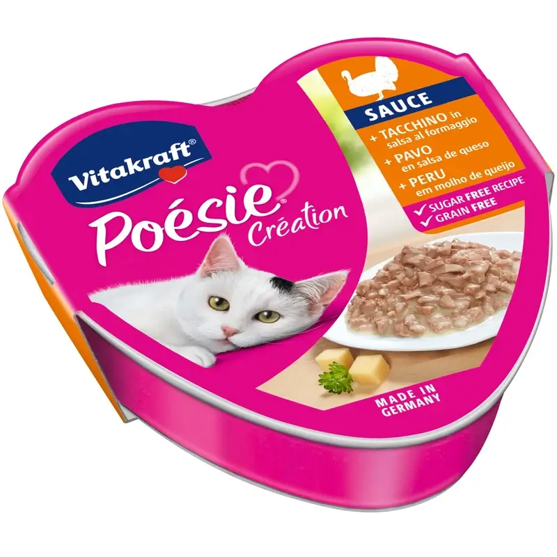 Vitakraft Poesie Salsa Pavo Queso Tarrina 15x85 gramos