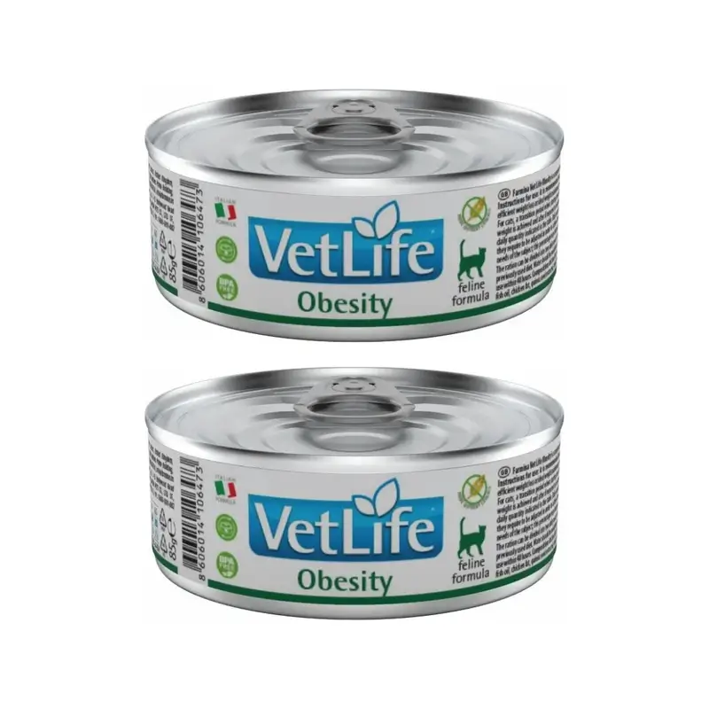 Farmina Vet Natural Diet Cat Obesity 12X85Gr, Comida Húmeda Para Gatos, Pack De 2