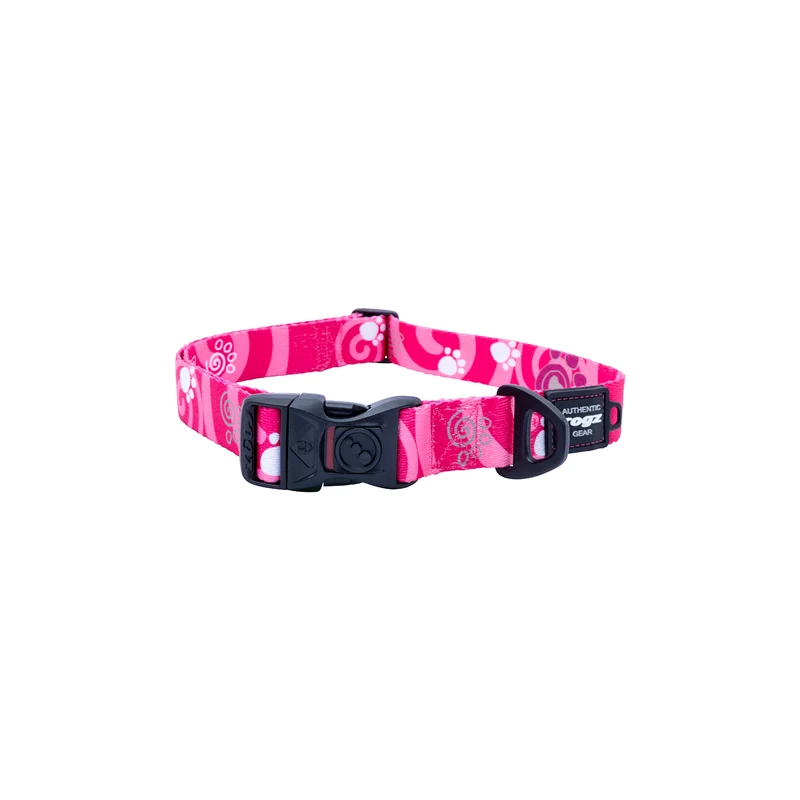Collar Para Perro, Modelo Fusion De Rogz, Estampado Huellas Rosa. Talla Xl (39-64kg)