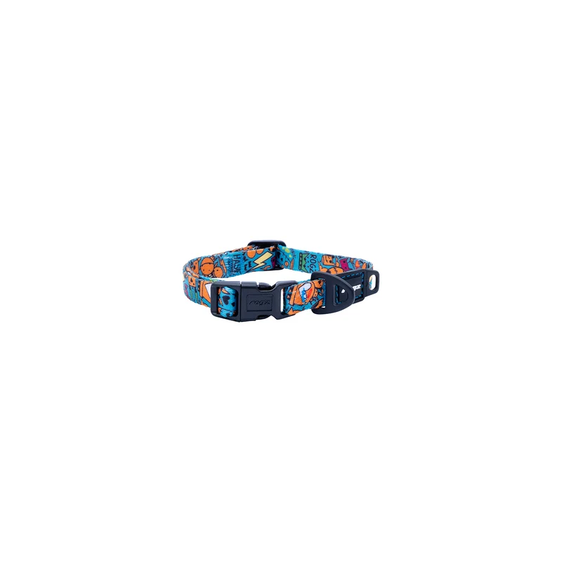 Collar Para Perro, Modelo Fusion De Rogz, Estampado Graffiti Azules. Talla Xl (39-64kg)