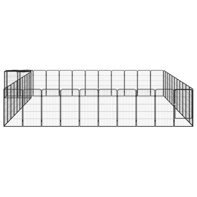 Jaula Perros 46 Paneles Acero Recubierto Polvo Negro 50x100 Cm