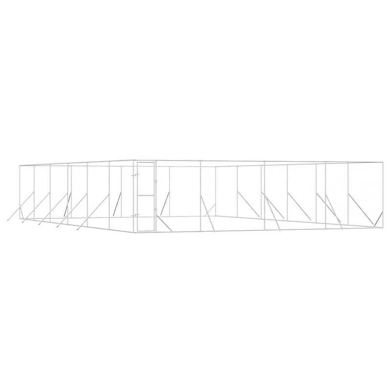 Perrera De Exterior Acero Galvanizado Plateado 8x12x2 M