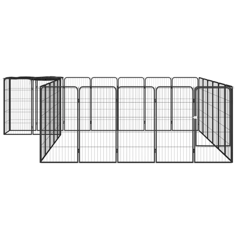 Jaula Perros 26 Paneles Acero Recubierto Polvo Negro 50x100 Cm