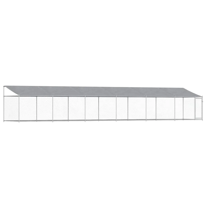 Jaula De Perros Techo Y Puerta Acero Galvanizado Gris 12x2x2 M