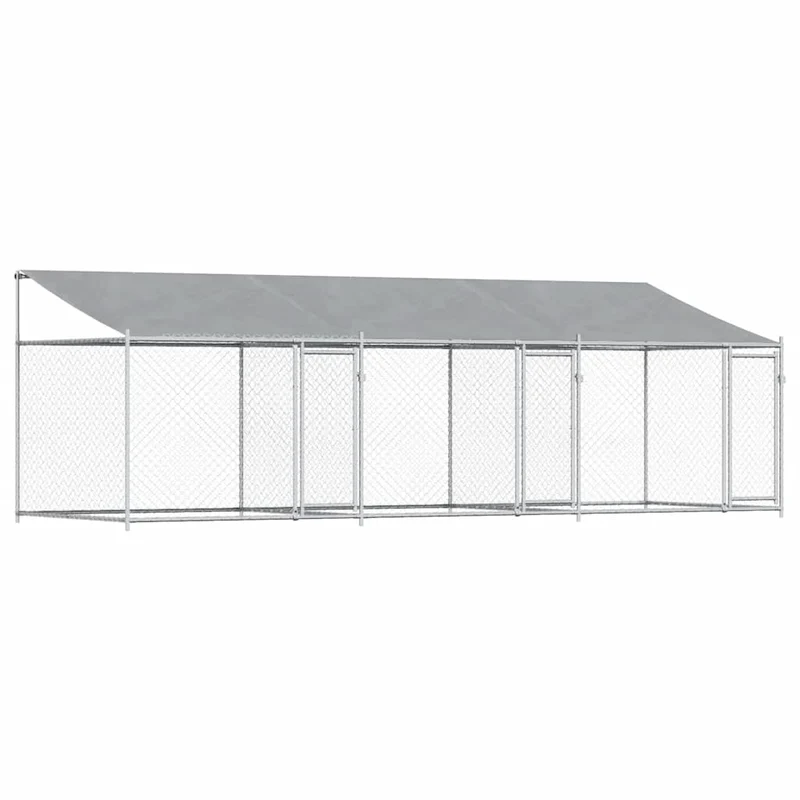 Jaula De Perros Techo Y Puertas Acero Galvanizado Gris 6x2x2 M