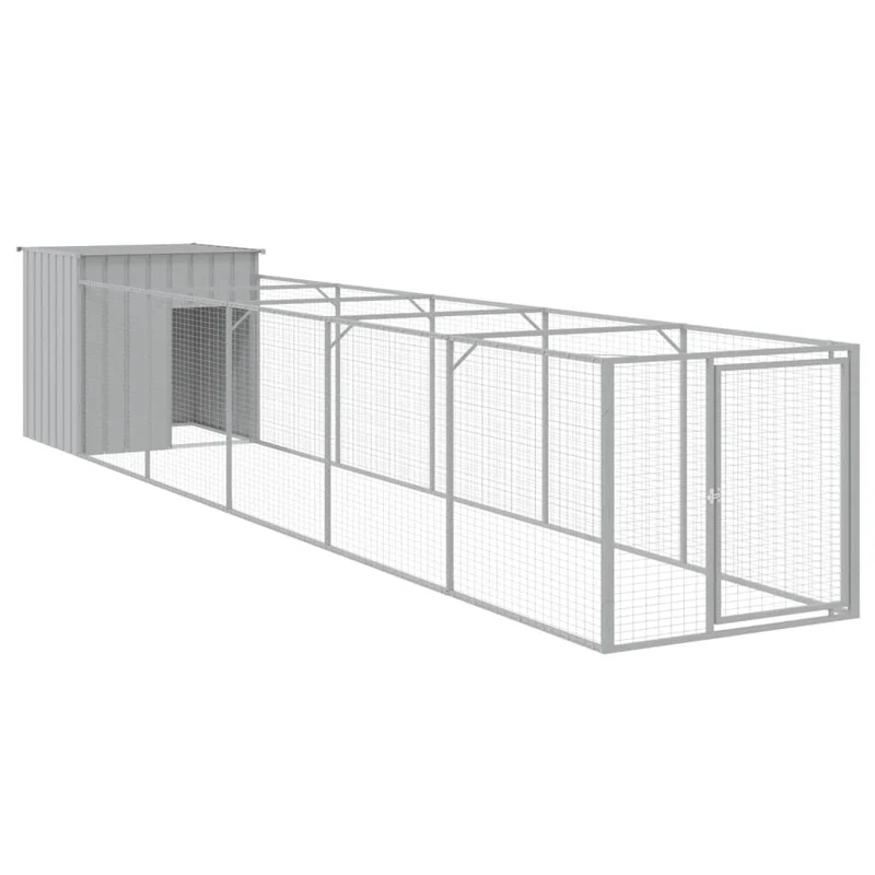 Caseta Perros Corral Acero Galvanizado Gris Claro 110x609x110cm