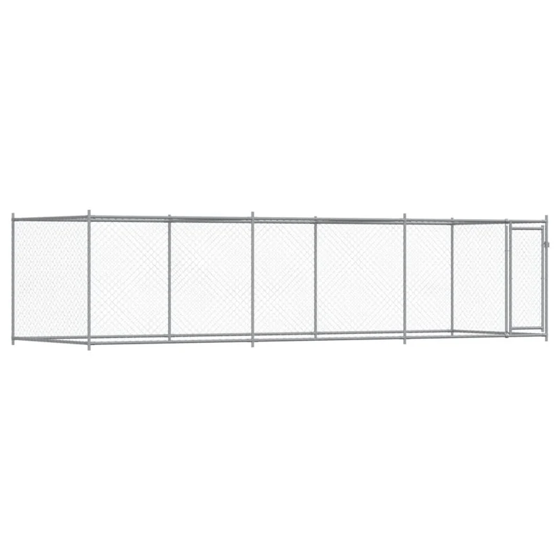Jaula De Perros Con Puerta Acero Galvanizado Gris 6x2x1,5 M